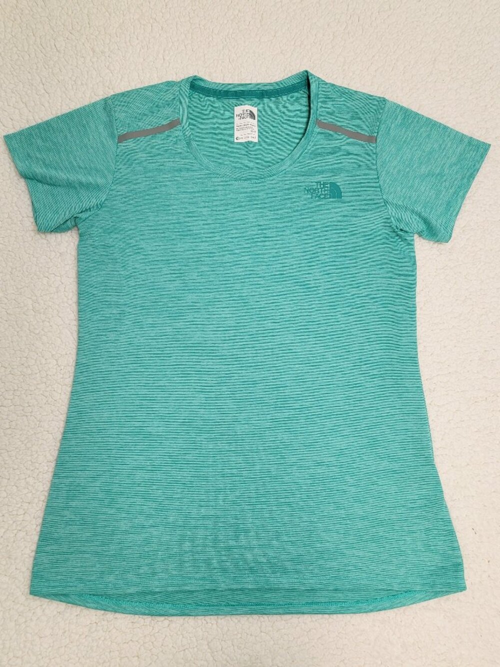 The North Face Womens S/P Teal FlashDry Short Sleeve Athletic Running T-Shirt